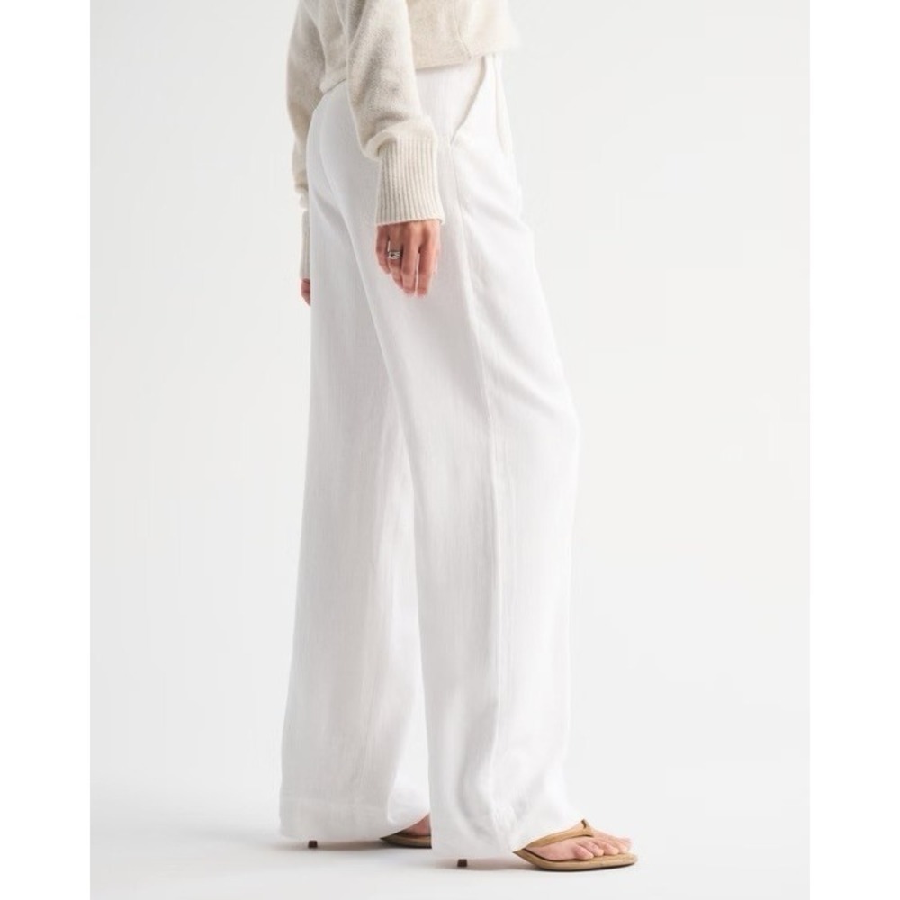 Abercrombie & Fitch Sloane Linen-Blend Tailored Wide Leg Pant Minimal NWT sz 33 - Picture 2 of 10